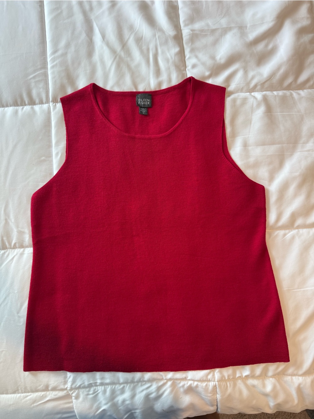 Eileen Fisher Red Sleeveless Merino Wool Sweater